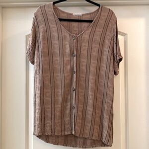 Russ Berens Women’s Blouse shirt Tunic Sz S oversized Lagenlook Crinkle Boho